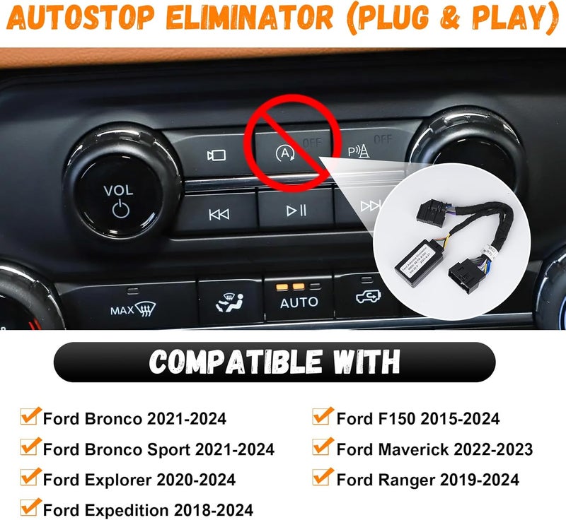 Funny Auto Start Stop Eliminator Fit for F150/Expedition/Ranger/Explorer/Bronco and 2022-2023 Maverick Automatic A-Off Start Stop Eliminator Engine Upgrade Plug&Play Automatic Stop-Start Canceller - Image 2
